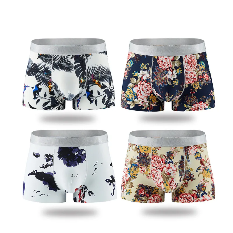 Mens Boxer Cotton Boxer Underwear Men Boxers Mens Underpants Male Panties Breathbale Shorts U Convex Pouch Men Printing Boxers