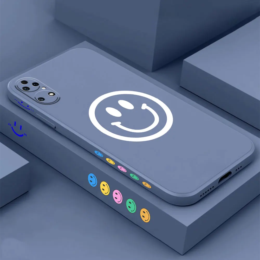 Consciousness Smile Face Phone Case For Huawei P60 P50 P40 P30 P20 Mate 50 40 30 20 20X 10 Colour Liquid Silicone Cover Funda