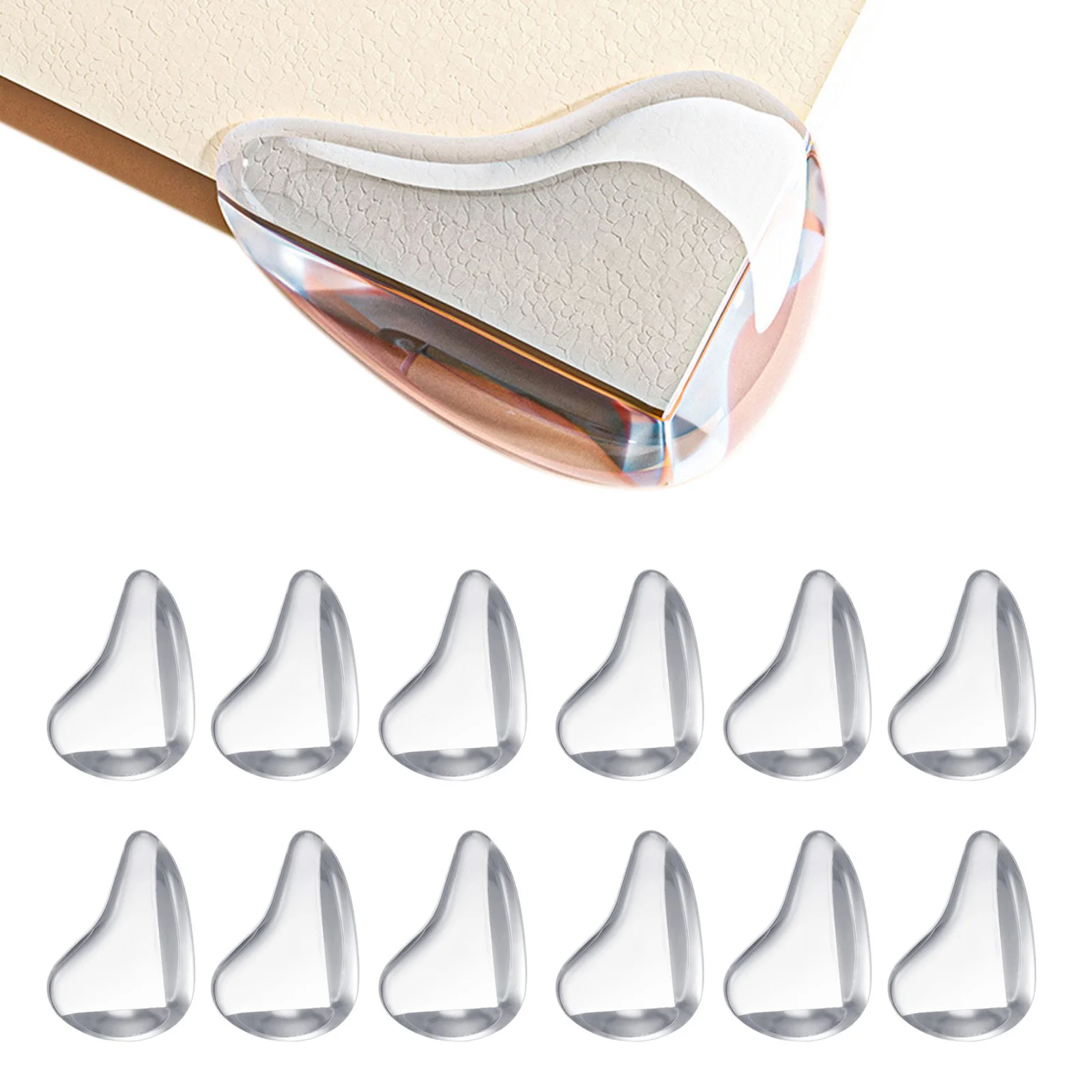 

12PCs Droplet Type Bumper Transparent Table Corner Child Bump Prevention Protective Cover Furniture Silicone Thickened Bumper