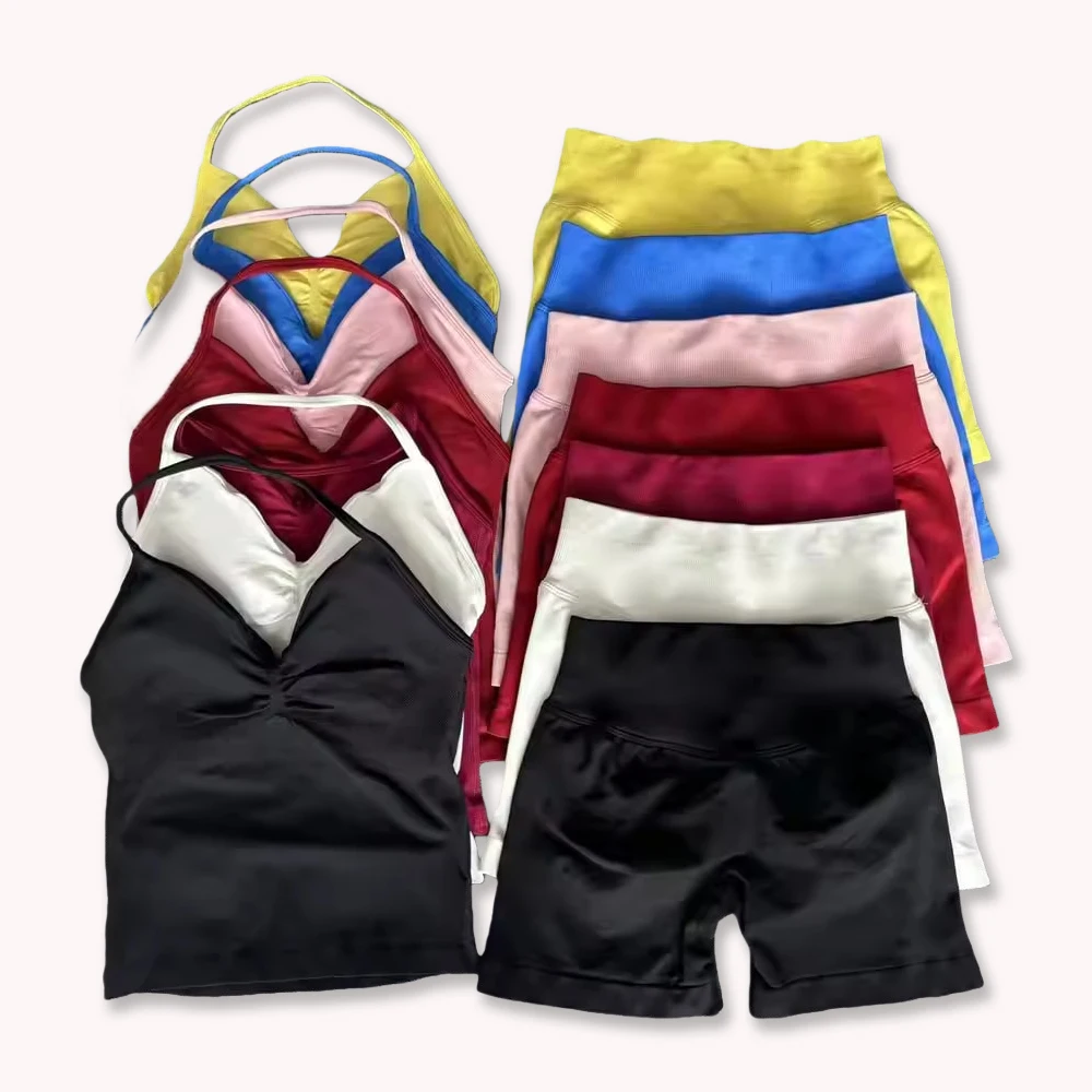 Комплект для фитнеса DF Impact Gym Set из 2 предметов: топ с длинными бретелями DFNNYE и бесшовные шорты с эффектом подтяжки ягодиц для тренировок и йоги. (art.: 3920db36196cc) - 3920db36196cc