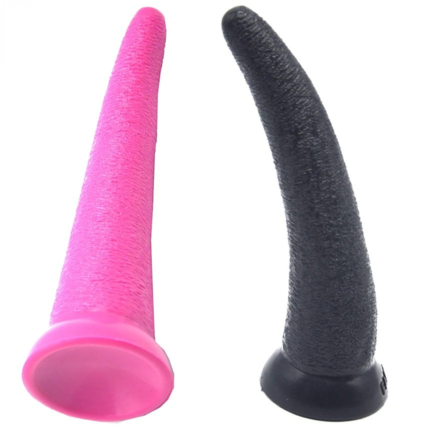 

MLSice Soft Silicone Penis Rough Surface Anal Butt Plug Curved Big Long Dildo OX Horn Design Vaginal Dilator G Spot Stimulate