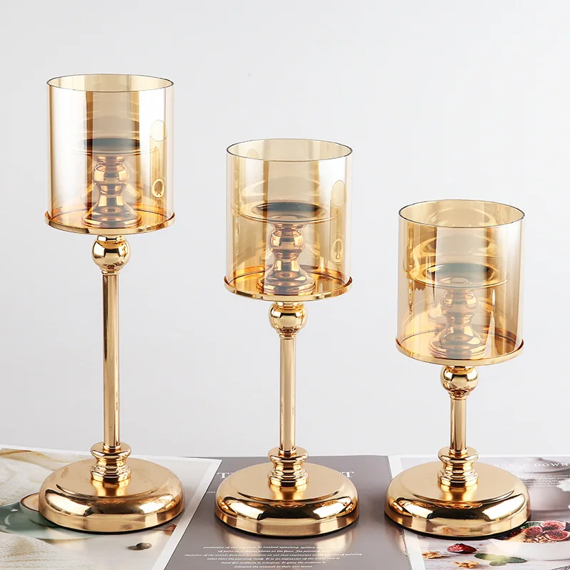 

Nordic Retro Golden Scented Candle Holder Home Romantic Dinner Candle Holder Metal Vertical Display Crafts Ornaments Home Decor