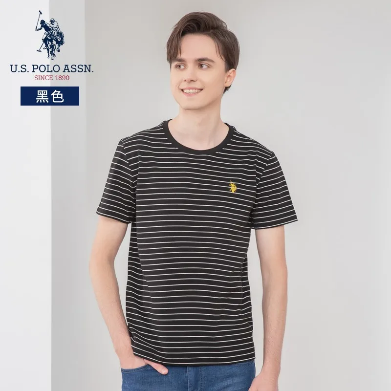 Мужская хлопковая футболка в полоску с коротким рукавом |