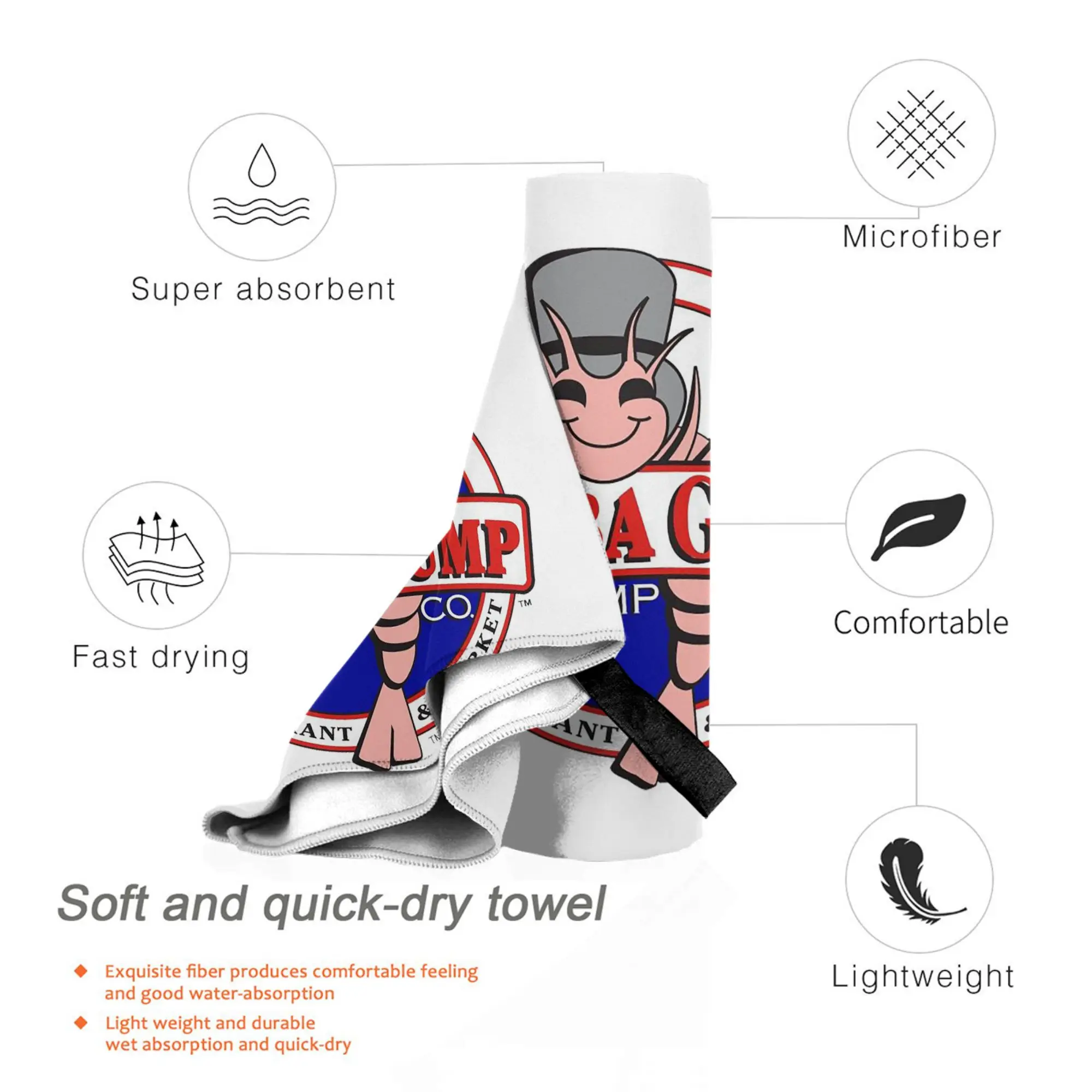 Фото Пляжное полотенце Bubba Gump Forest Shrimp Seafood из мягкого микрофибера, быстросохнущее, впитывающее, для ванной №3