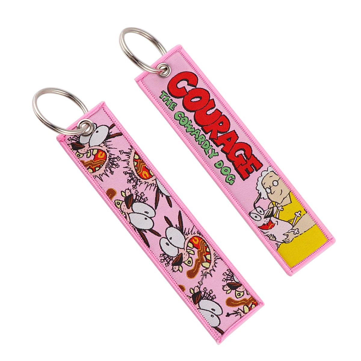 

YQ1238 Courage Dog Key Tag Keychain Cartoon Llavero For Motorcycle Women Men Bags Jewelry Pink Keychain Key Ring Kids Gift