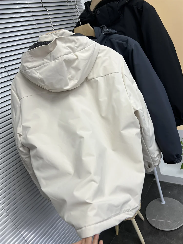 Бесшовная куртка из сжатого хлопка с капюшоном на хлопковой подкладке