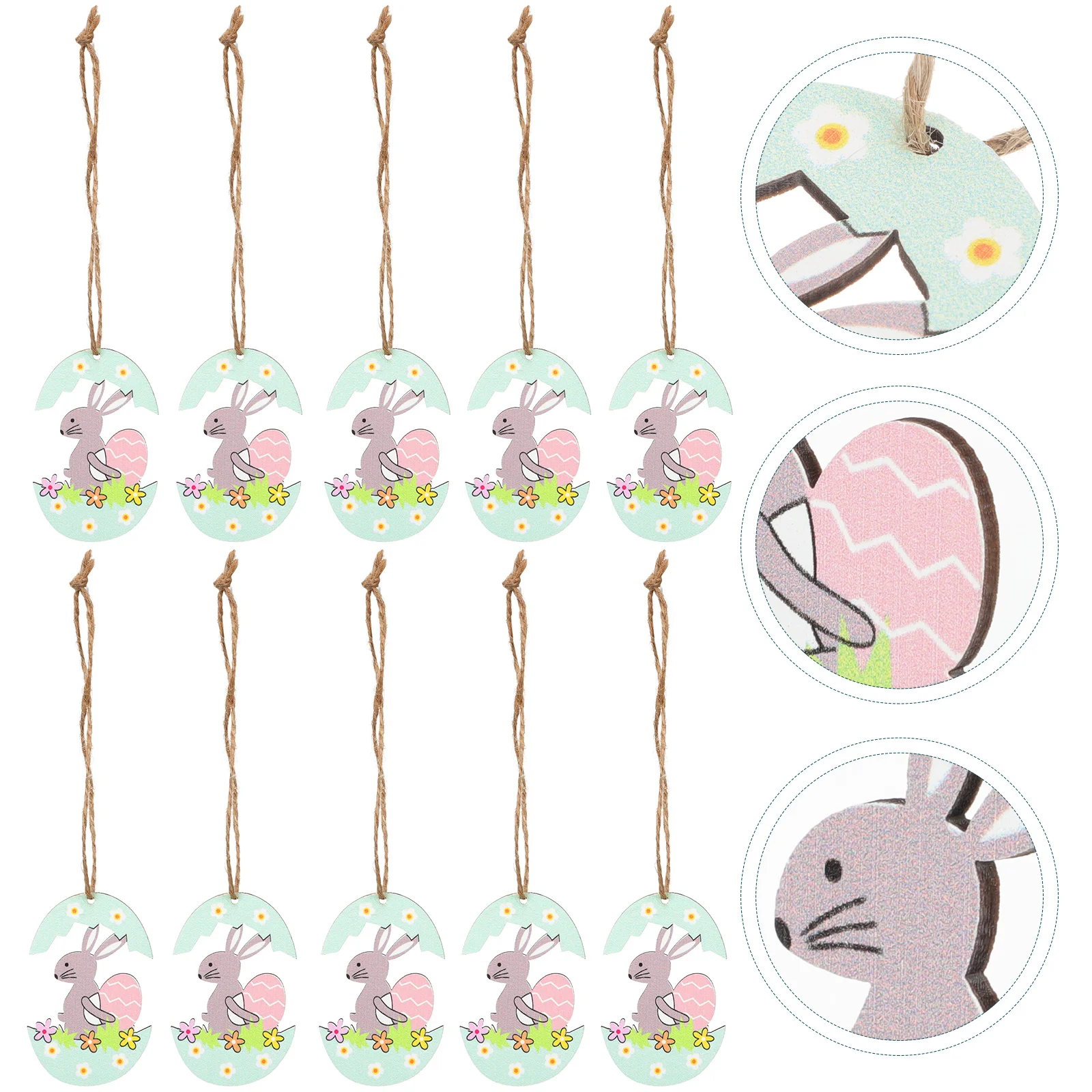 

Easter Wooden Wood Tags Ornaments Hanging Tree Egg Rabbit Decoration Favors Party Holiday Decorations Chips Pendants Shape