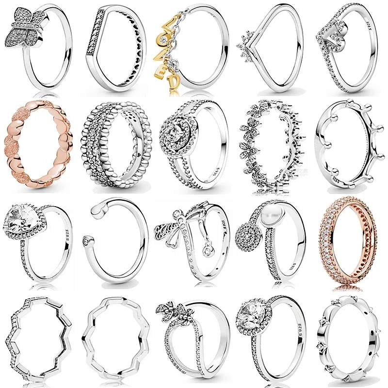 

Оригинальное новое популярное кольцо S925, двойное кольцо с круглым кольцом вечности, Женское кольцо с короной и надписью, ювелирные изделия
