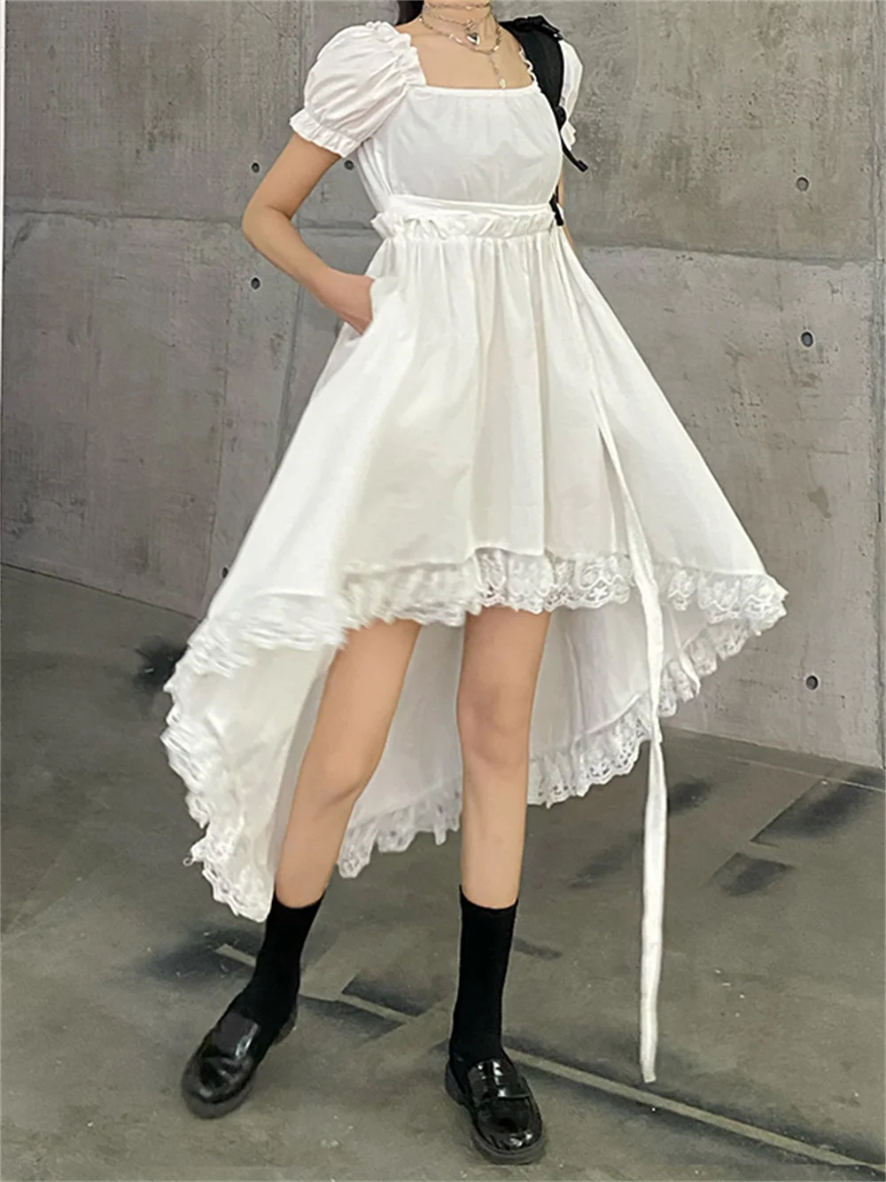 Женское платье в стиле преппи готическое черное эмо с кружевными оборками 90-х для