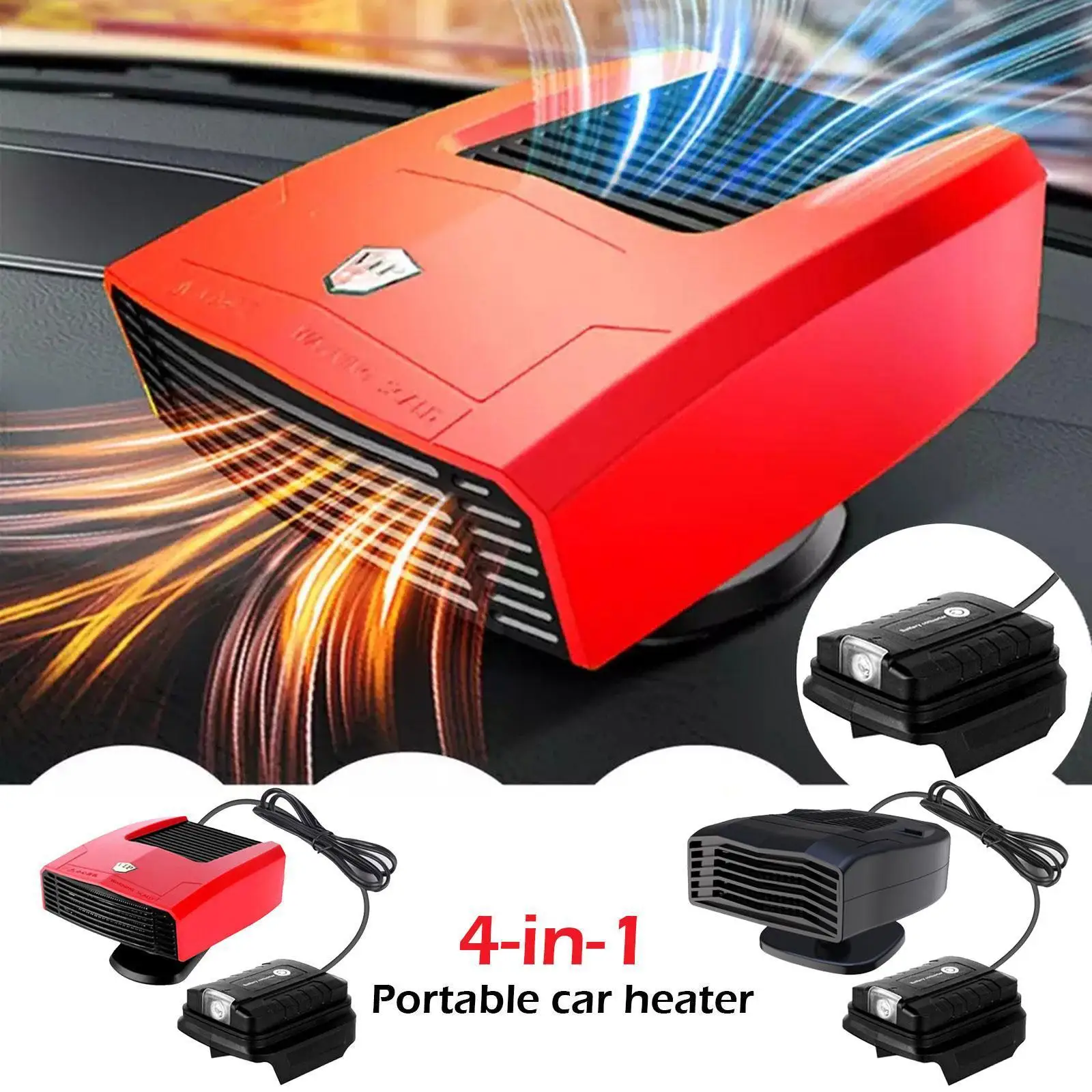 

4 IN 1 Portable Car Heater Cold Warm Wind Defrosting Demister 360° Rotation Dual USB Ports Adapter for Makita 18V Battery