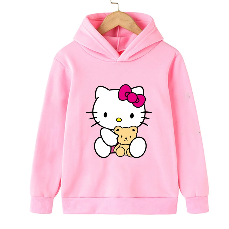 

Hello Kitty Sanrio Kawaii Children Costume Spring Hoodie Kids Clothes Funny Haruno Sakura Hoodies for Teen Girls Baby Sweatshirt