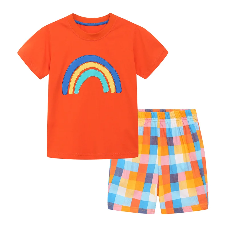 

Детский летний костюм с коротким рукавом, радужной расцветки