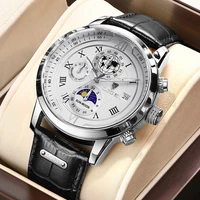 lige mens watch waterproof sport watches for men quartz watch fashion chronograph wristwatch leater strap watch montre homme