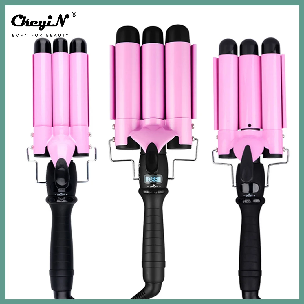 

CkeyiN 22mm 25mm 32mm 3 Barrels Hair Curler Wave Ceramic Curling Iron LCD Display Perm Splint Roller Big Wave Hair Styling Tool