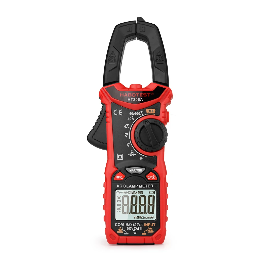 

habotest Clamp Multimeter Resistance Voltmeter Tester Meter Multifunctional Capacitance Gauge HT206B Temp Probe