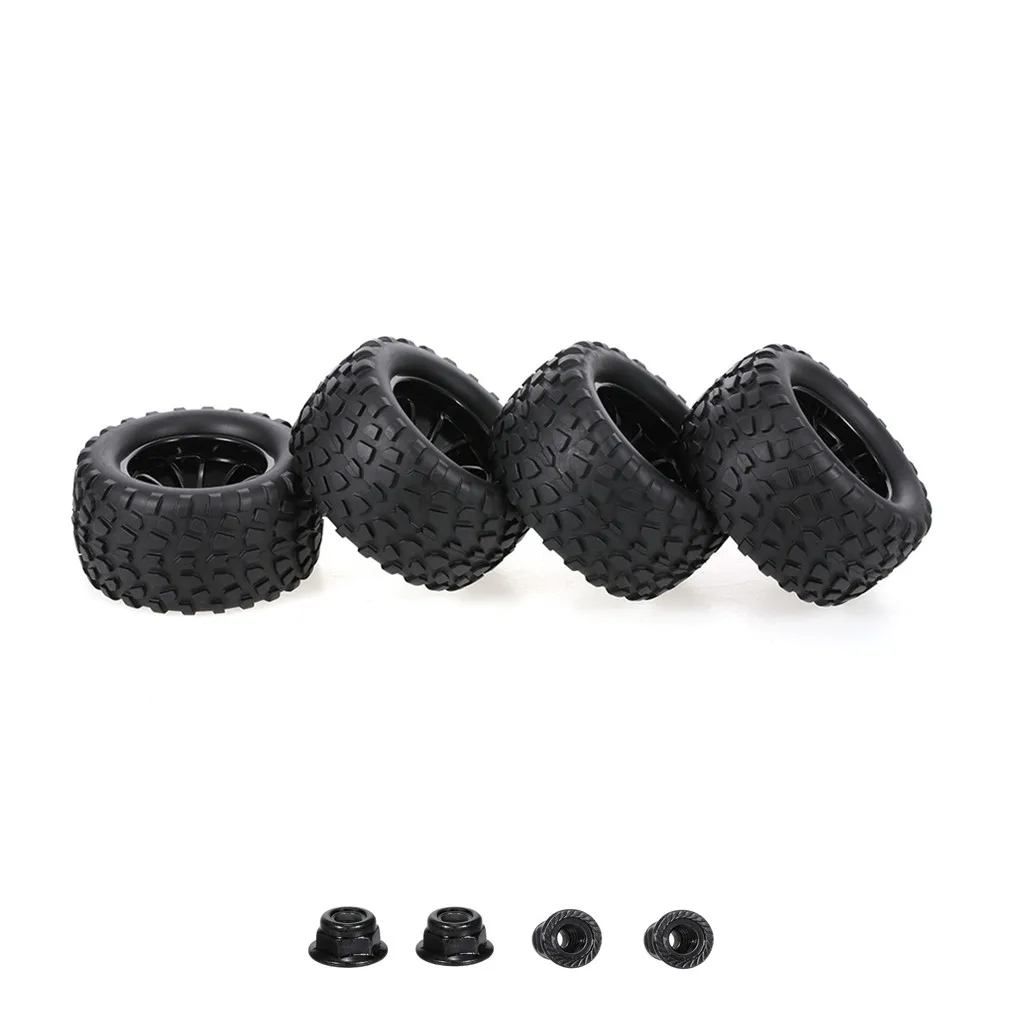 

4pcs 125mm Rubber 1/10 RC Monster Truck Tires and Wheel Rims 12mm Hex With Nylon 4mm Lock Nuts For Trxs Himoto HSP HPI Redcat