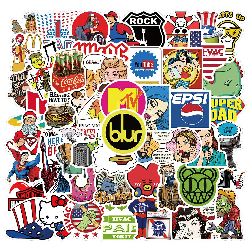 

50pcs Retro Tide Brand Graffiti Stickers