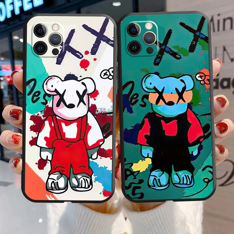 

Cartoon Bear Army Phone Case For iPhone 12 13 Pro MAX Mini 11 Pro MAX 6 6S 7 8 Plus X SR XS MAX SE 2020 Liquid Silicone Cover