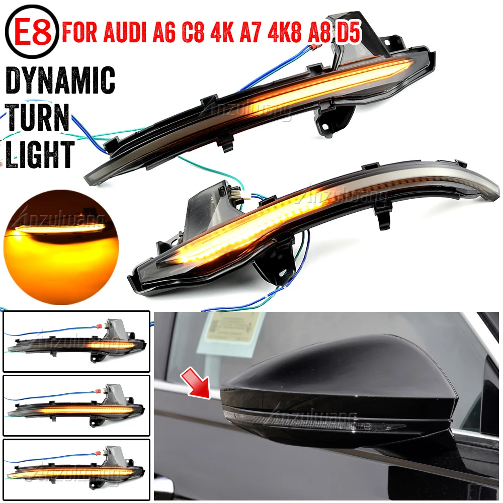 

For Audi A6 C8 4K A7 4K8 A8 D5 2018 2019 Dynamic Turn Signal Light LED Side Rearview Mirror Blinker Sequential Indicator Lamp