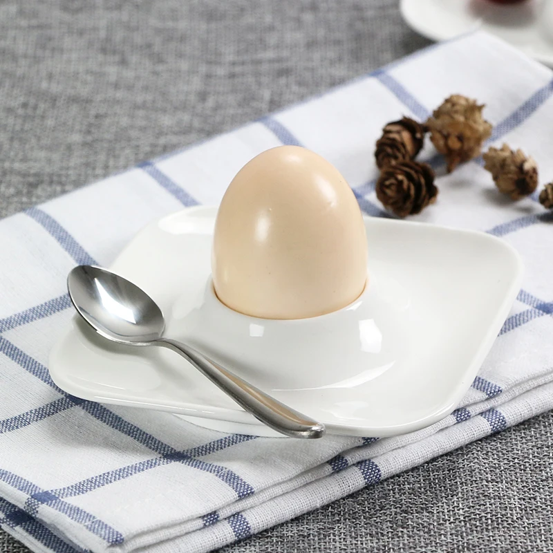 

2pcs white Ceramic Egg Cup Creative Breakfast Egg Holder Practical Egg Stand Egg Rack square egg-shaped kitchen gadgets egg mold