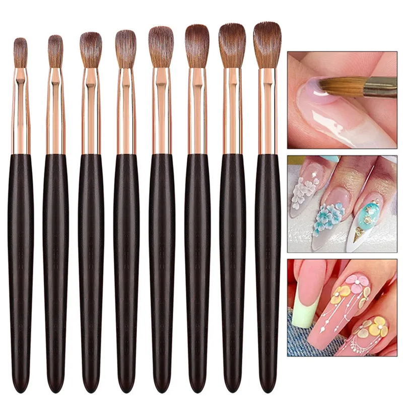 

1Pcs Kolinsky Sable Hair Round Sharp Nail Tool Black Wooden Handle Pro Painting Nail Acrylic Brush