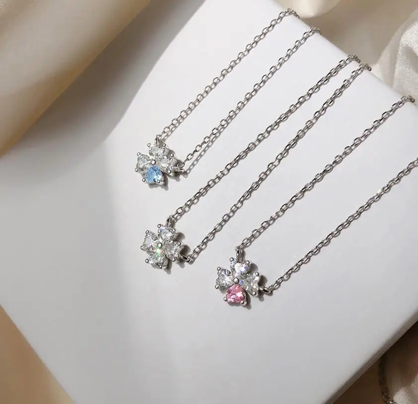 

925 Silver Inlaid Zircon Four-leaf Flower Chain Necklace for Women New Niche Light Luxury Hot Fashion collares choker Accessorie
