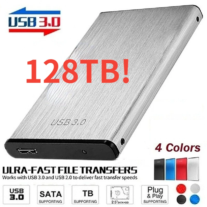 Original High-speed 2TB /128TB SSD Portable External Solid State Hard Drive USB3.0 Interface  Mobile Hard Drive For Laptop