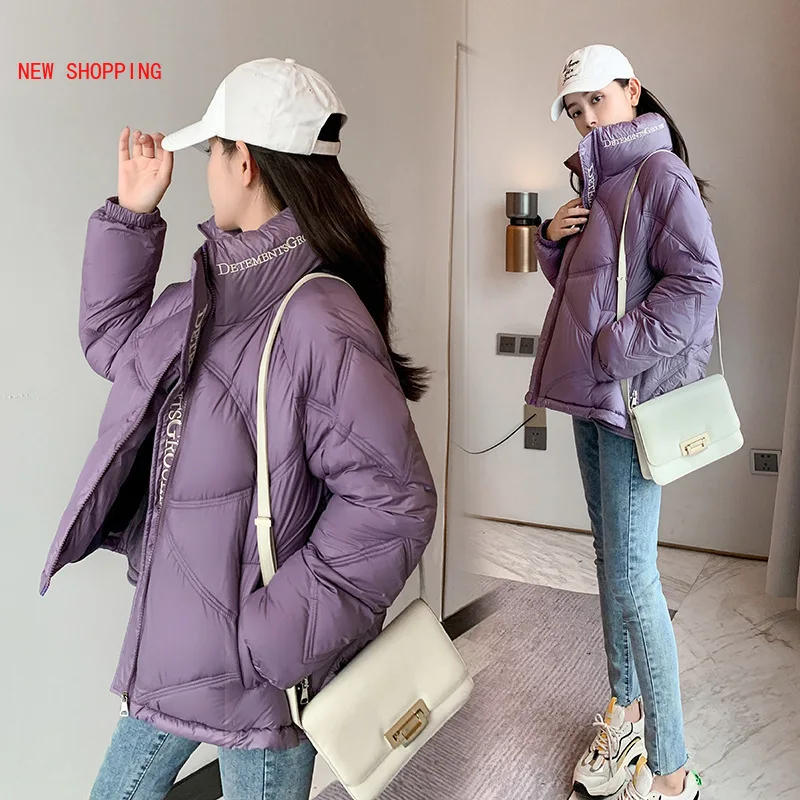 Slim Down Jacket Woman Winter Parkas Temperament Korean Women Cotton Coats Long Sleeve Stand Collar Loose Bread Jackets Overcoat
