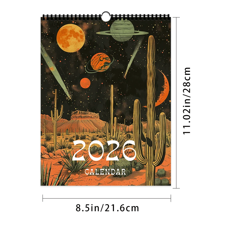 

Настенный Календарь На 2026 Год, 1 Шт., С Космическим Дизайном В Стиле Научной Фантастики, 12 Уникальных Узоров
