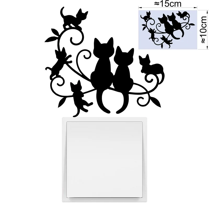 

Наклейка в виде кошки для детской комнаты, мальчика, девочки, спальни, украшение для переключателя, Мультяшные животные, наклейка на ноутбук, мотоцикл, велосипед, автомобиль, наклейка
