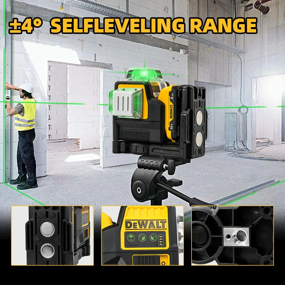 Фото Dewalt DW089 Лазерный уровень 3 стороны * 360 градусов Вертикальный 12-линейный самовыравнивающийся горизонтальный и вертикальный инструмент с перекрестной линией Батарея 12 В №4