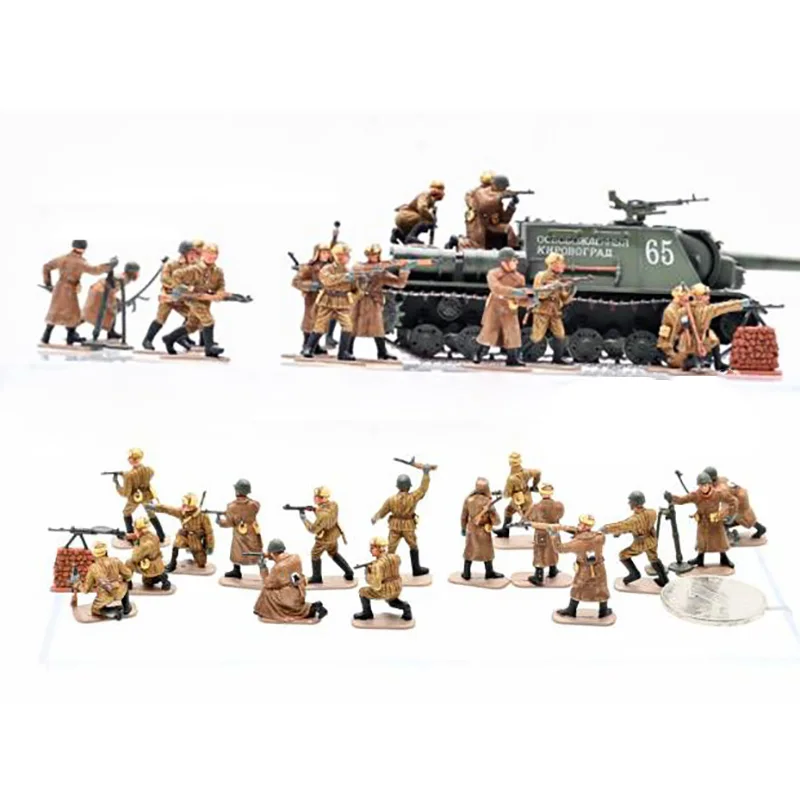 Wwii Soviet Infantry 16 Soldiers Doll Toy Diy Scene Accessory Ornament Collection Display