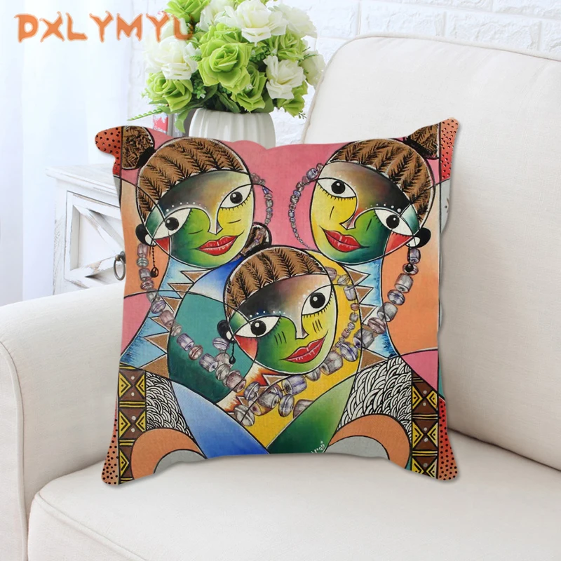 

African style Cushion Exaggerated Oil Painting Decorative Pillows Decoration Pillowcase For Car Home Office Throw Pillowcase