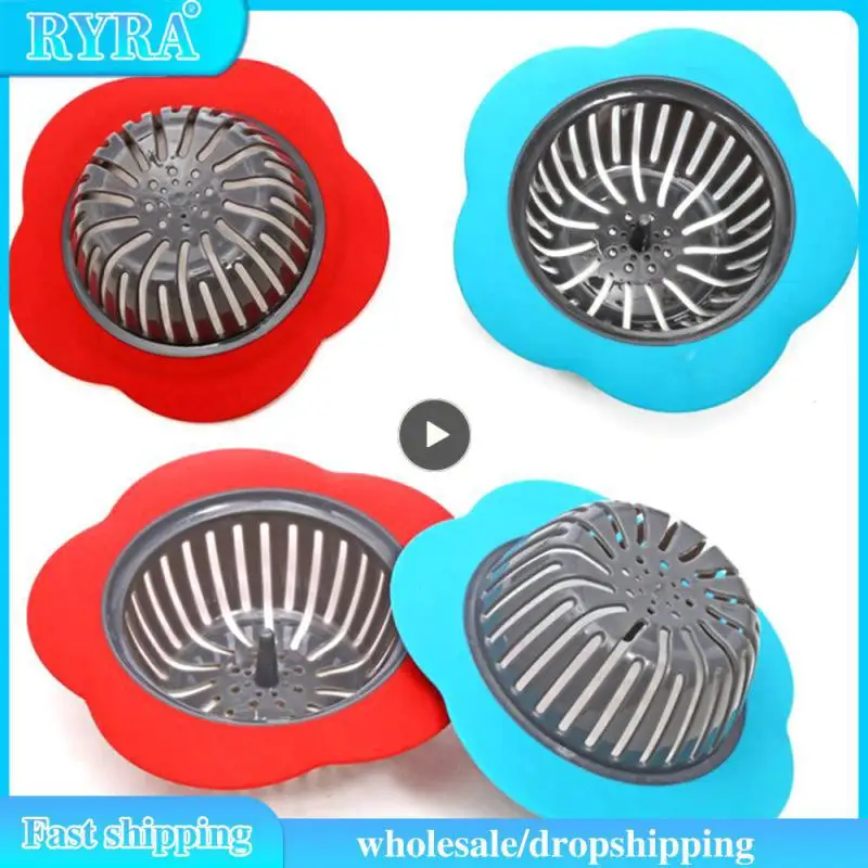 

Shower Sink Drain Cover Easy To Clean Flower Shape Silicone Sink Strainer Anti-blocking Durable High Quality Material 2 Colours