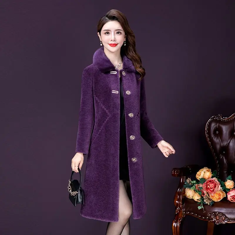 Soft Real Fur Women'S Fur Single Button Outwears Winter Female Warm Natural Fur Jackets Casual Coats Wool Jacket Outerwear G125