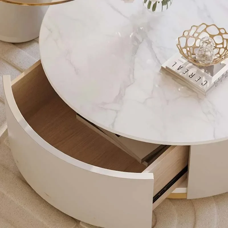 Скандинавский прозрачный круглый журнальный столик из каменной плиты для