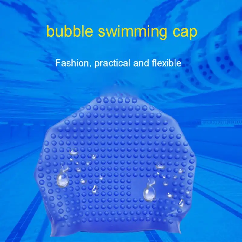 

2023 Elastic Silicon Rubber Waterproof Protect Ears Long Hair Sports Swim Pool Hat Free Size Swimming Cap For Men Women Adults