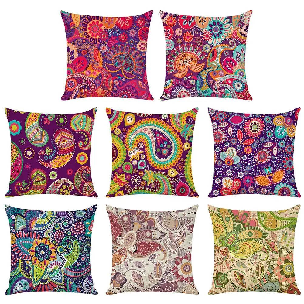 

Чехол для подушки в этническом стиле, съемный моющийся чехол для дивана, домашний декор, задняя подушка с цветочным рисунком для автомобиля,...
