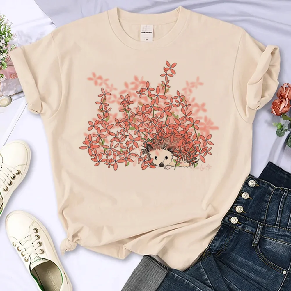 

Hedgehog t-shirts women summer funny streetwear Tee female harajuku clothes