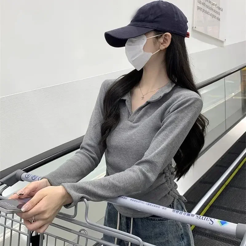 Pure Desire Эстетическая футболка с воротником-поло женская ранняя весна новый