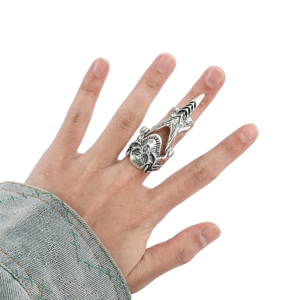 Кольцо в готическом стиле регулируемое металлическое кольцо панк рок прокрутка