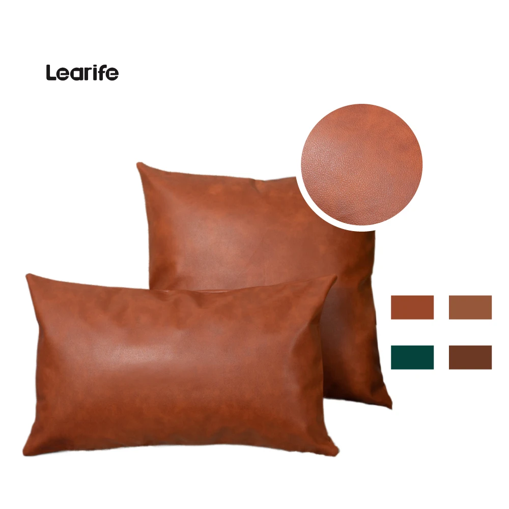 

LEARIFE Sofa Cushion PU Leather Pillowcase 18*18 Inch Square Available Farmhouse Living Room Bedroom Car Pillow Home Decor
