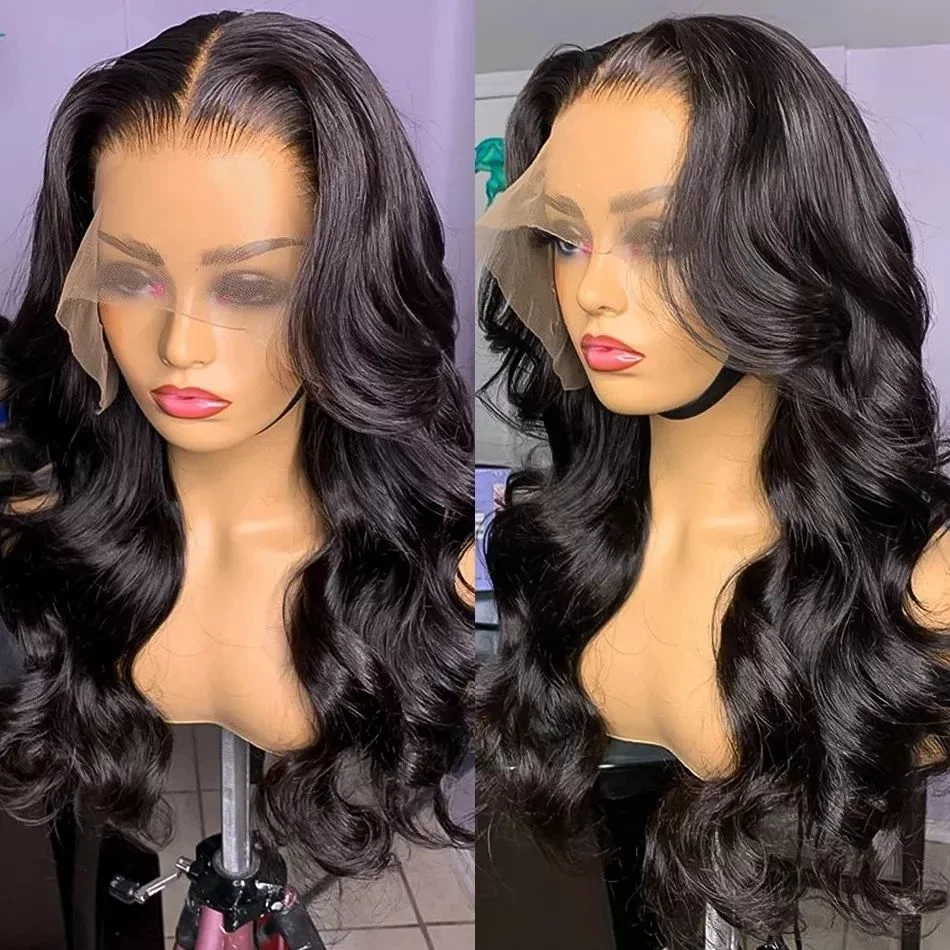 

22 Inch Body Wavy Wig For Black Women Brazilian Hair Pre-Pull Baby Hair Wig 180 Density 13x4 Clear Front Lace Mesh Cap