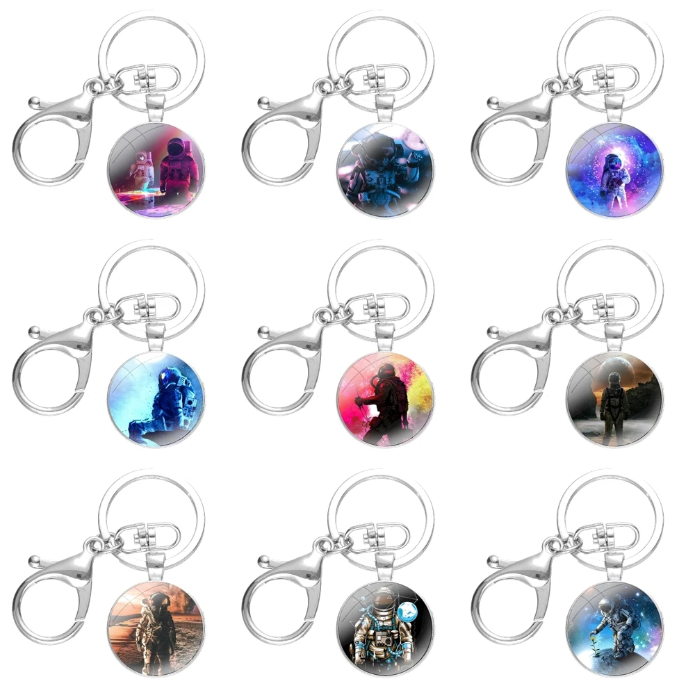 

Брелок ручной работы, стеклянный кабошон, брелок для ключей, подвеска, брелки с мультяшным креативным дизайном, модный космос, астронавт