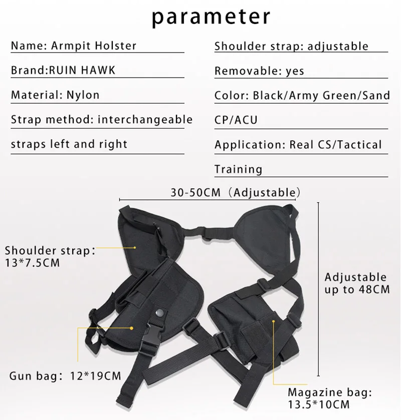 Уличная военная тактика правая скрытая кобура для пистолета сумка на плечо
