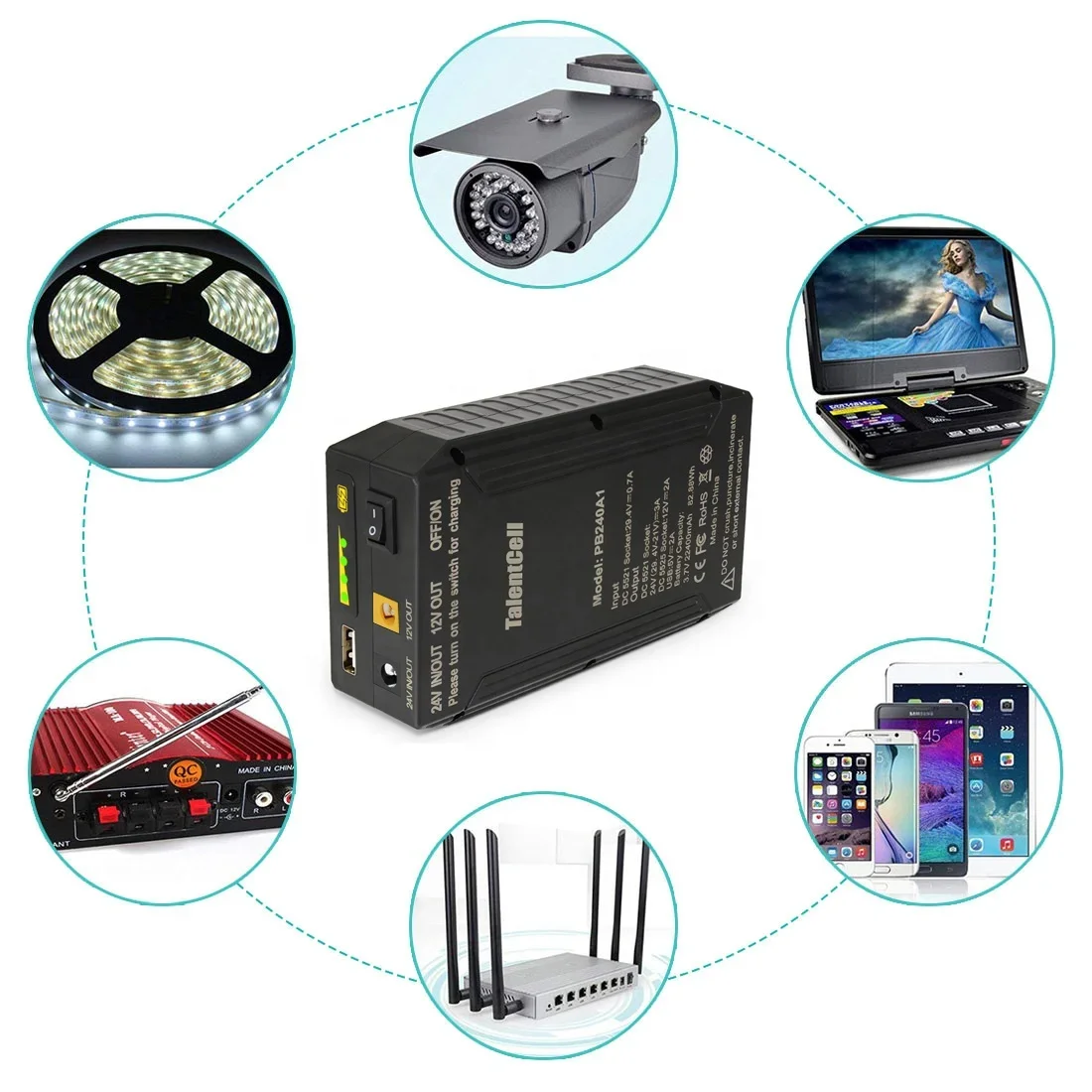 Перезаряжаемая литиевая батарея PB240A1 18650 24 В/12 В/5 В 3200 мАч литий-ионные