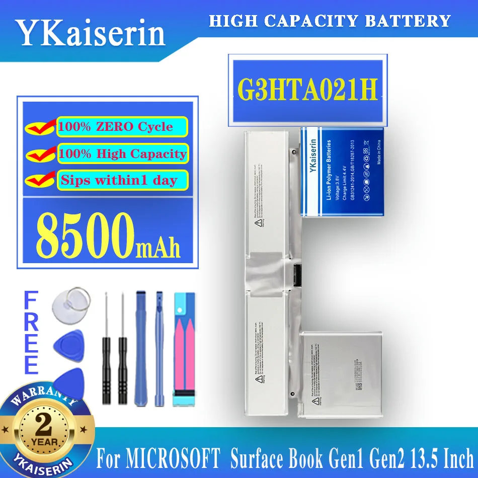 

YKaiserin G3HTA024H Battery For Microsoft Surface BOOK 1st 13.5" Keyboard Base Battery G3HTA023H G3HTA021H 8500mAh Free Tools
