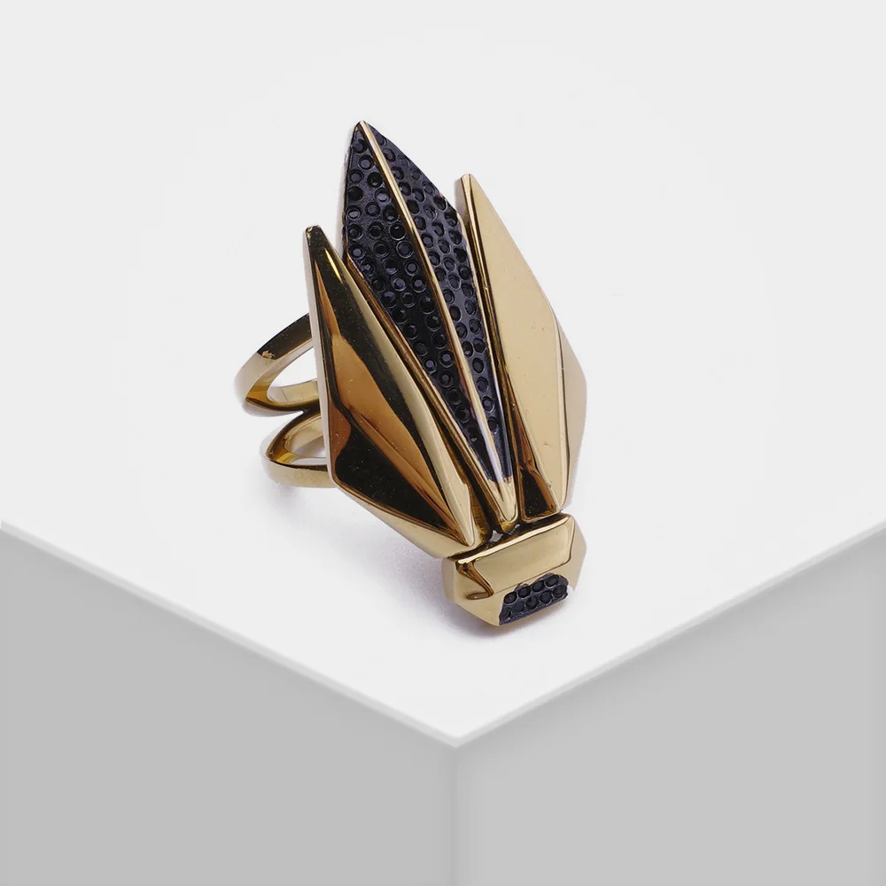 

Antique Metal Micro-Set Diamond Cricket Gold and Silver Colorblock Insect Ring