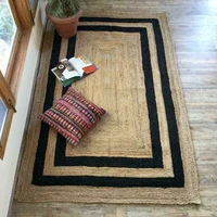 jute rug with black rectangle 100 handmade braided 3x5 feet decorative carpet rugs for bedroom carpets for living room