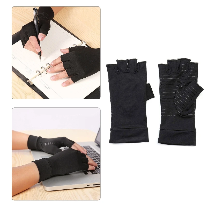 

2 Pieces Compression Arthritis Gloves Hand Pain Relief Outdoor Sports Half-finger Golves Suitable for Men & Women